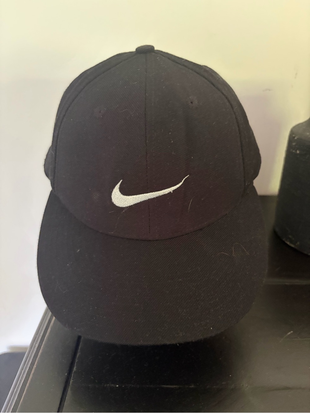 Nike Black Cap with White Swoosh - Men's Casual Hat 7 3/4